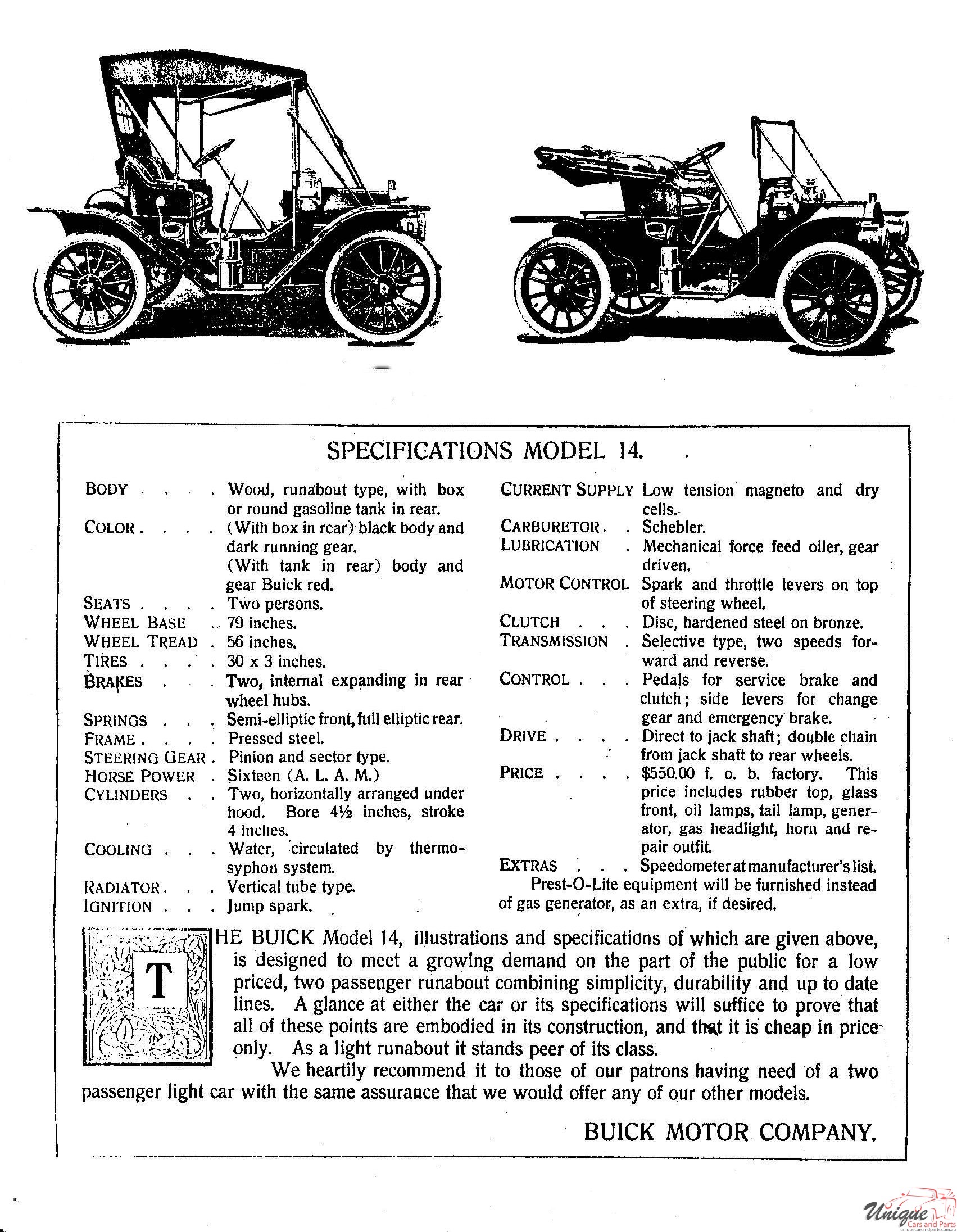 1910 Buick Model 14 Operating Instructions Page 10